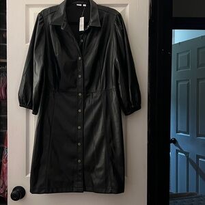 GAP Black Faux Leather Dress